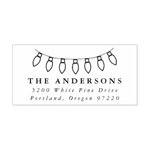 Festive Christmas Lights Return Address Self-inking Stamp