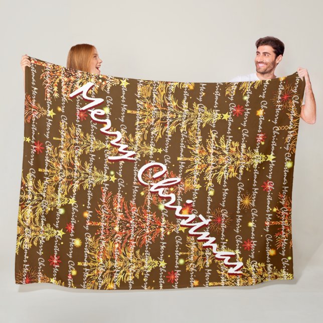 Festive Christmas Luxury Christmas Trees Fleece Blanket (In Situ)