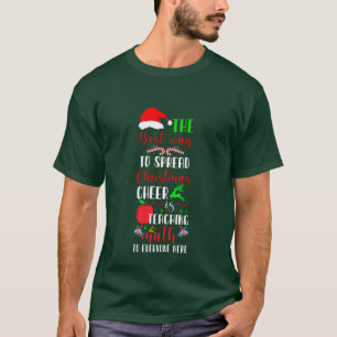 festive Christmas math Teacher word art  T-Shirt