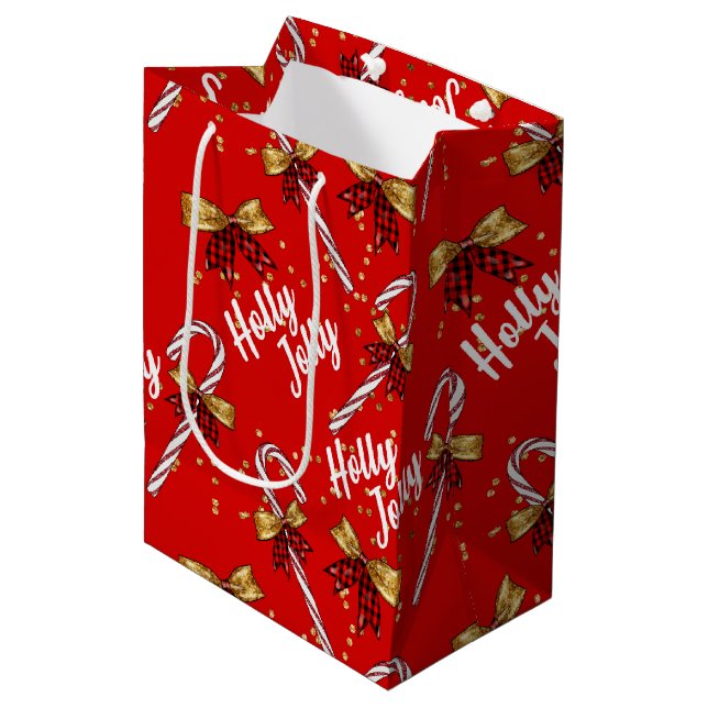 festive Christmas misc tiled pattern  Medium Gift Bag (Front Angled)