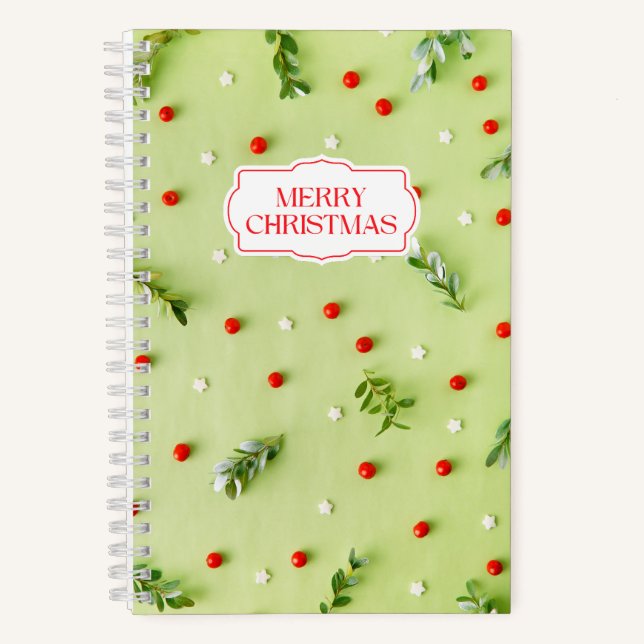 Festive Christmas Mistletoe Spiral Notebook (Front)