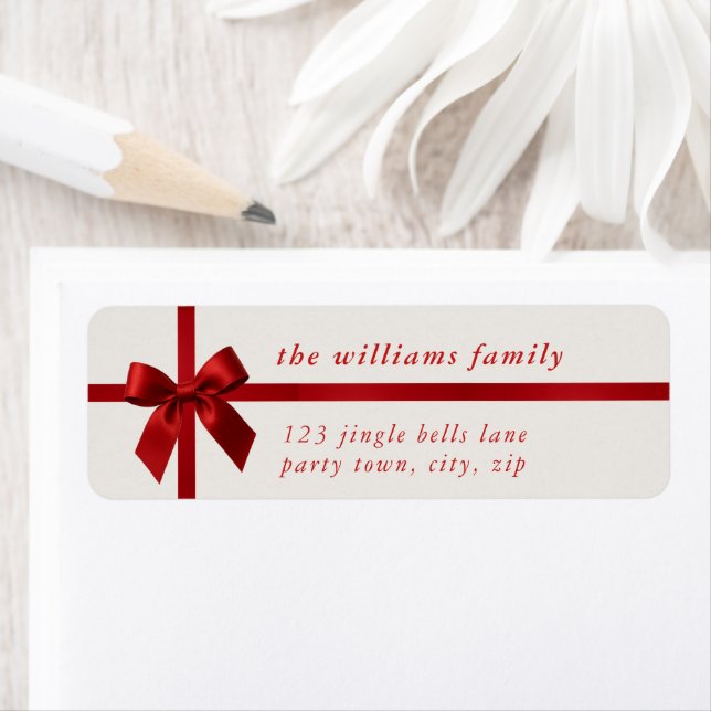 FESTIVE CHRISTMAS modern gift red ribbon bow (En situation)