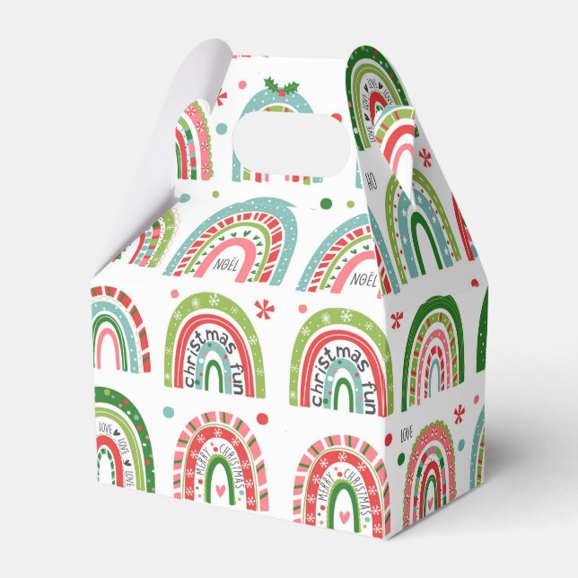 Festive Christmas Modern Rainbow Pattern Favor Box (Front Side)