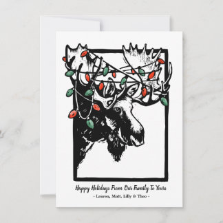 Festive Christmas Moose Holiday Card