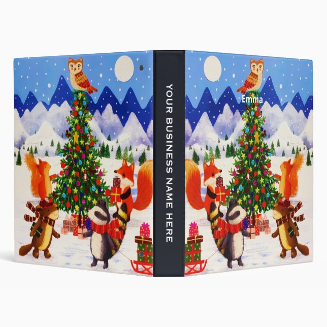 Festive Christmas Mountain Woodland Animal Family Binder (Background)