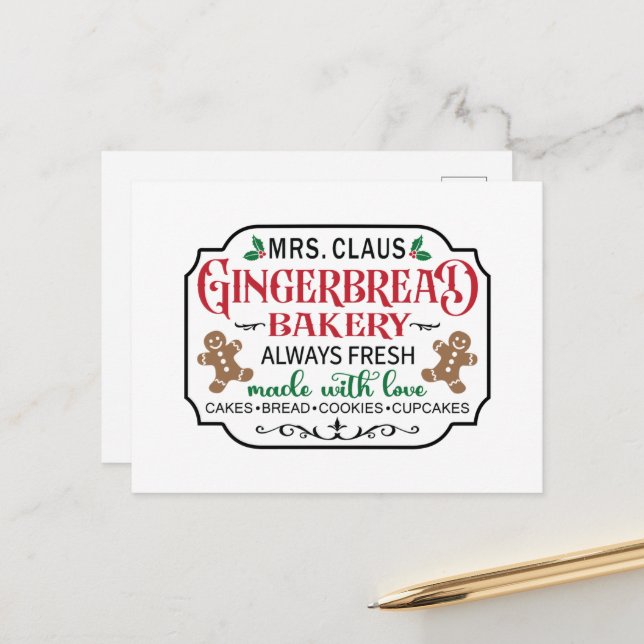 Festive Christmas Mrs. Claus  Holiday Postcard (Front/Back In Situ)