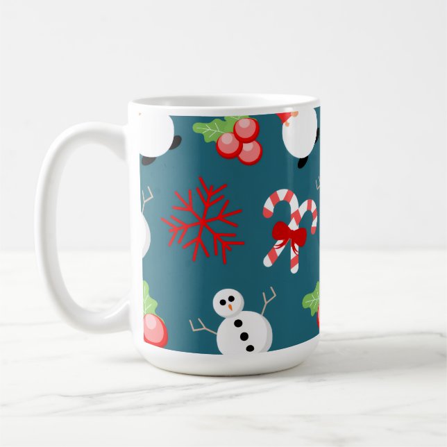 Festive Christmas Mug – Cute Snowmen & Candy Canes (Left)
