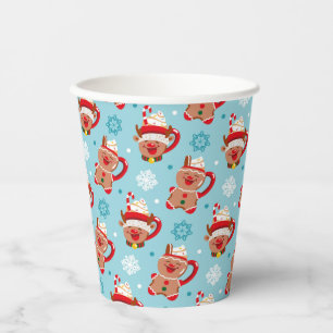 Festive Christmas Mug of Cocoa Paper Cups