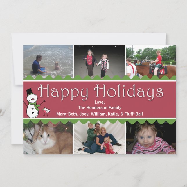 Festive Christmas Multi Photo Greeting Card (Front)