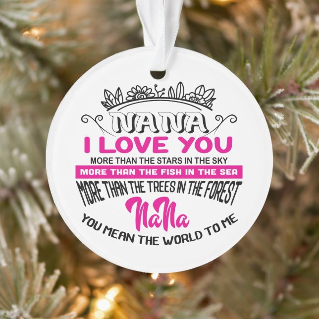 Festive Christmas Nana word art sentiment Ornament (Tree)