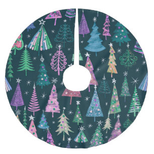 Festive Christmas New Year Pattern Brushed Polyester Tree Skirt