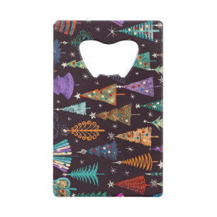 Festive Christmas New Year Pattern Credit Card Bottle Opener