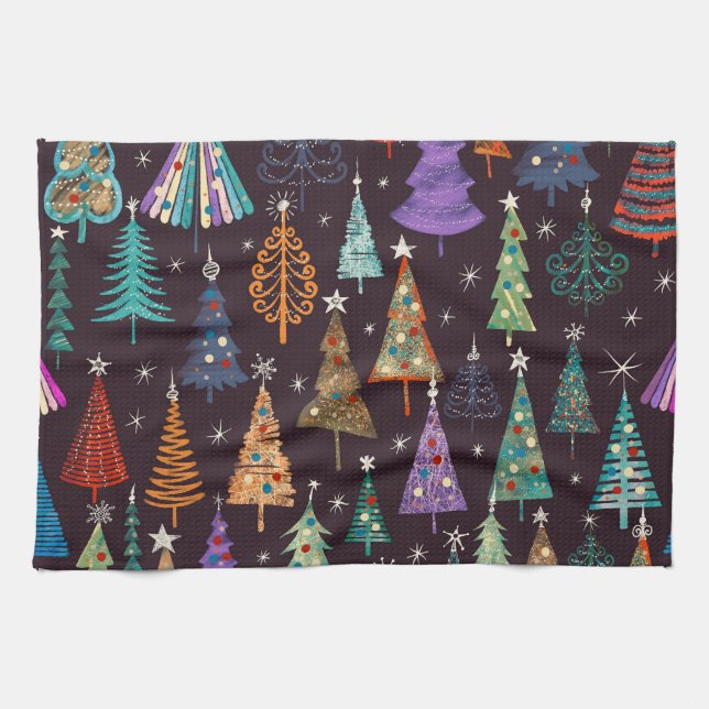 Festive Christmas New Year Pattern Kitchen Towel (Horizontal)