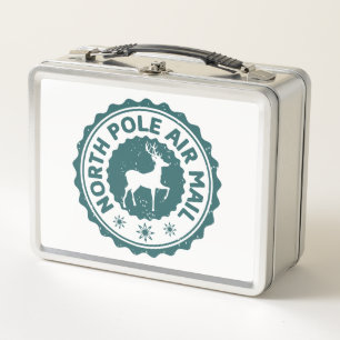 Festive Christmas North Pole Air Mail Metal Lunch Box