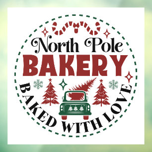 Festive Christmas North Pole Bakery Window Cling