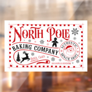 Festive Christmas North Pole baking company Window Cling