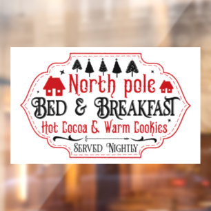 Festive Christmas North Pole bed breakfast Window Cling