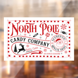 Festive Christmas North Pole candy company Window Cling