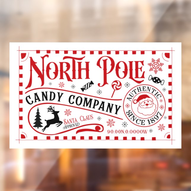 Festive Christmas North Pole candy company Window Cling (Sheet 2)