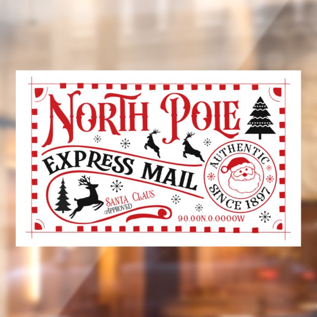 Festive Christmas North Pole express mail Window Cling (Sheet 2)