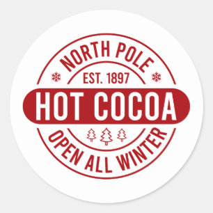 Festive Christmas North Pole hot cocoa Classic Round Sticker