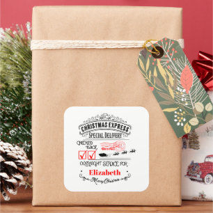 Festive Christmas North pole mailk add name Square Sticker