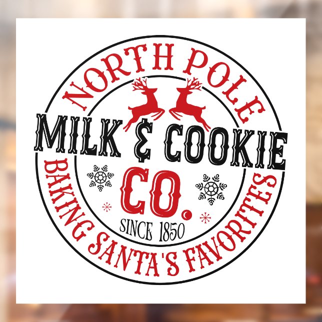 Festive Christmas North Pole milk cookie Window Cling (Sheet 2)