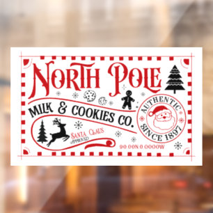 Festive Christmas North Pole milk cookie Window Cling