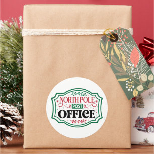 Festive Christmas North pole Post office Classic Round Sticker