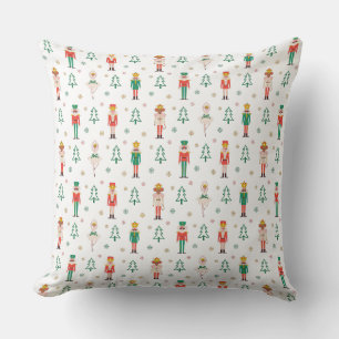 Festive Christmas Nutcracker Ballerina Throw Pillow