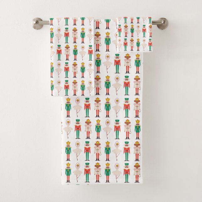 Festive Christmas Nutcracker Christmas Bath Towel Set (Insitu)