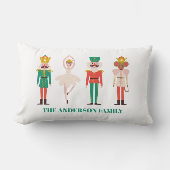 Festive Christmas Nutcracker Christmas Lumbar Pillow (Front)