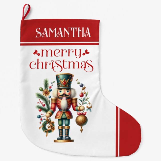 Festive Christmas Nutcracker Large Christmas Stocking (Front)