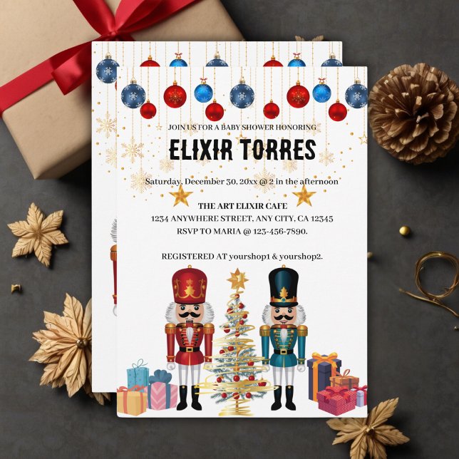 Festive Christmas Nutcracker Ornaments Baby Shower Invitation (Creator Uploaded)