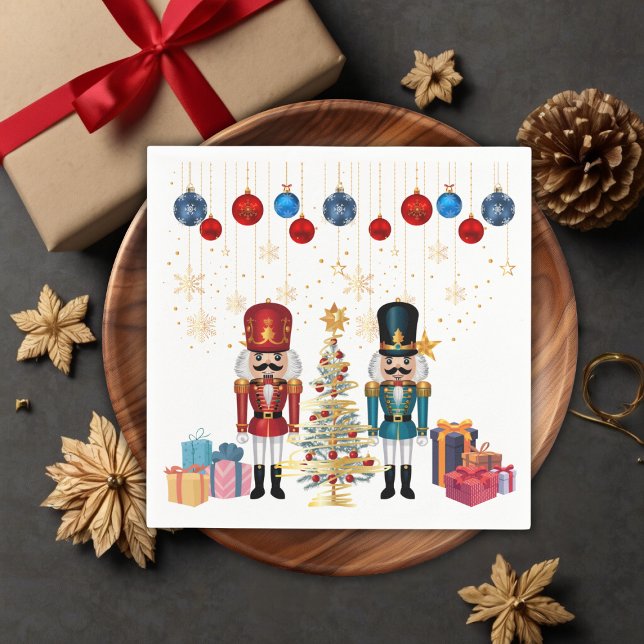Festive Christmas Nutcracker Ornaments Baby Shower Napkin (Creator Uploaded)