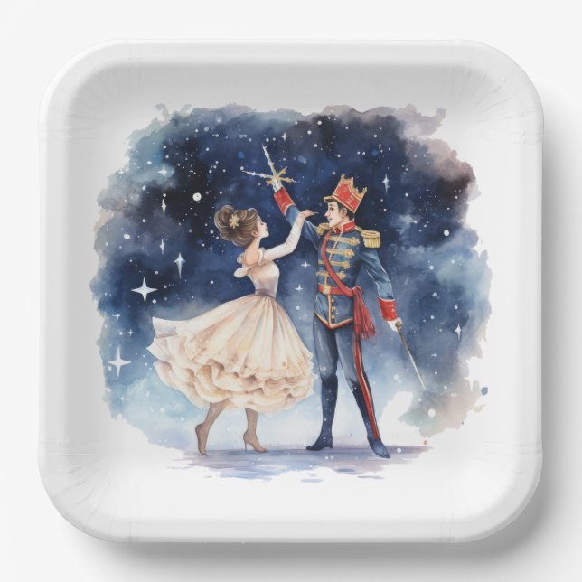 Festive Christmas nutcracker party Paper  Paper Plate (Front)