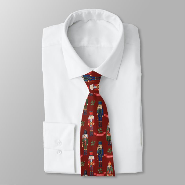 Festive Christmas nutcracker tiled pattern Tie (Tied)