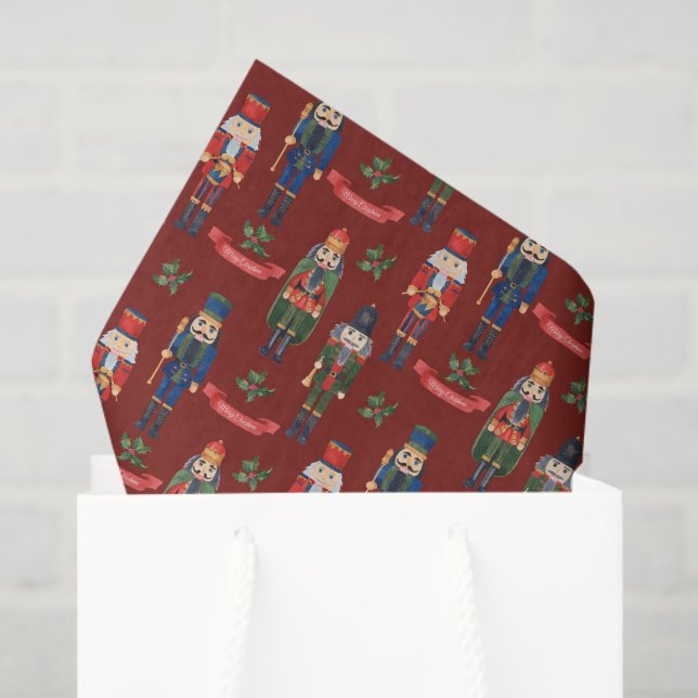 festive Christmas nutcracker tiled Tissue Paper (Gift Bag)