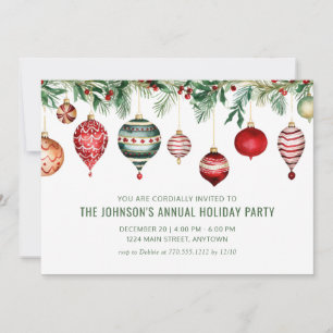 Festive Christmas Ornament Party Invitation
