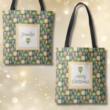 Festive Christmas Ornament Personalized Tote Bag