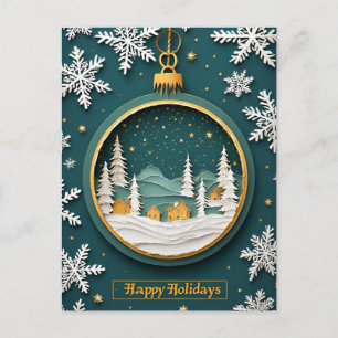 Festive Christmas Ornament with Winter Scene Postcard