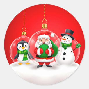 Festive Christmas Ornaments Classic Round Sticker