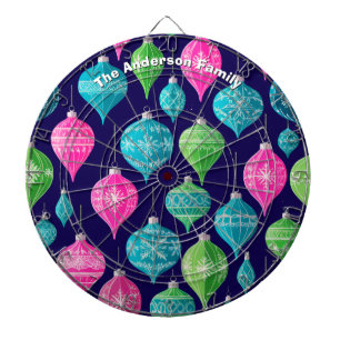 Festive Christmas Ornaments Colourful Personalized Dartboard