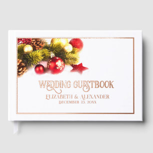 Festive Christmas Ornaments Holiday Wedding  Guest Book