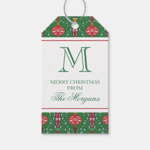 Festive Christmas Ornaments Monogram Gift Tags