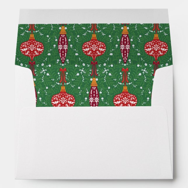 Festive Christmas Ornaments Pattern Envelope (Back (Bottom))