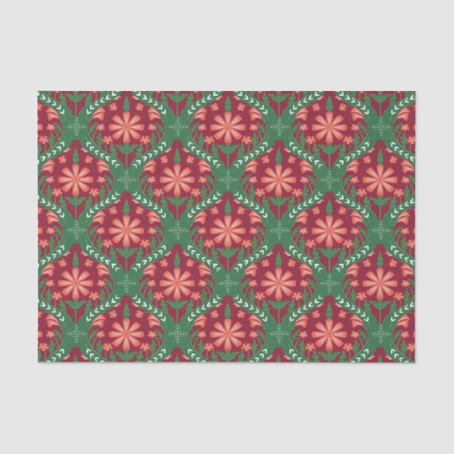 Festive Christmas Ornaments Pattern Tissue Paper (Front)