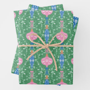 Festive Christmas Ornaments Pattern Wrapping Paper Sheet