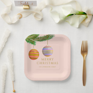 Festive Christmas Ornaments Personalized  Paper Plate