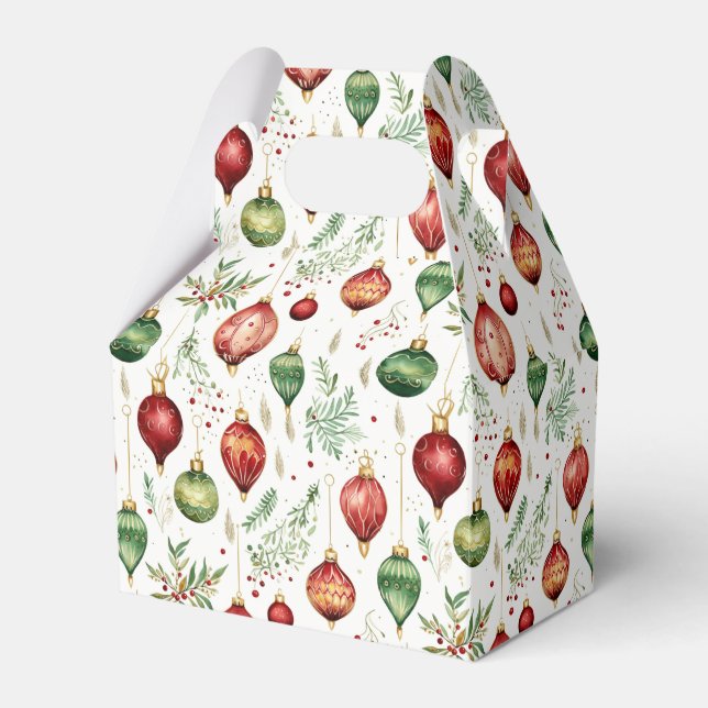 Festive Christmas Ornaments Seamless Pattern Favor Box (Front Side)